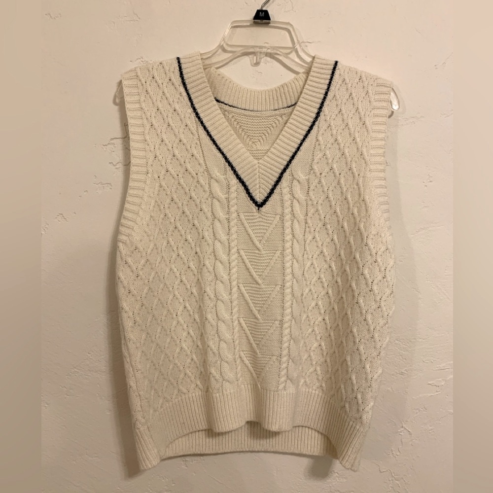 Cream Cable Knit Sweater Vest
